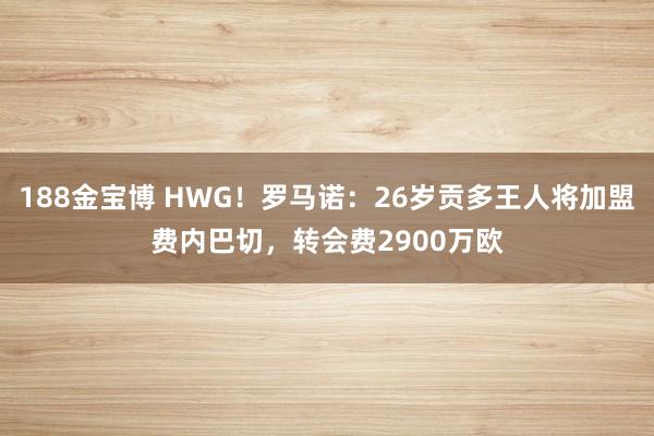 188金宝博 HWG！罗马诺：26岁贡多王人将加盟费内巴切，转会费2900万欧