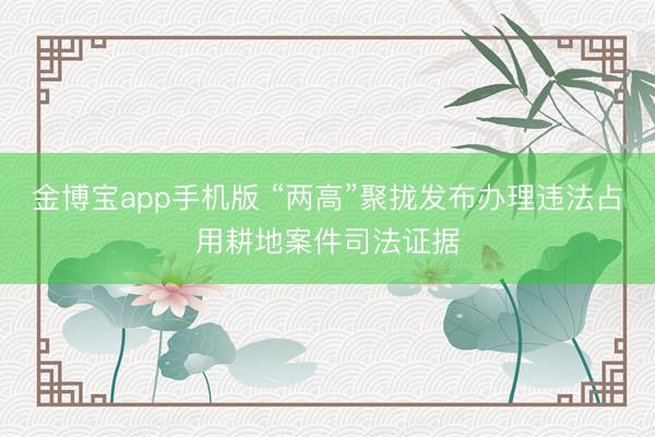 金博宝app手机版 “两高”聚拢发布办理违法占用耕地案件司法证据