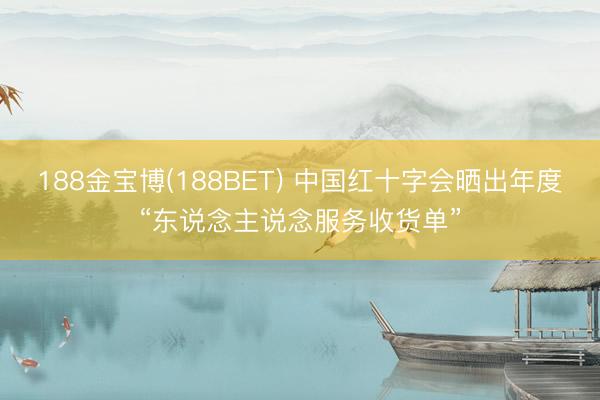 188金宝博(188BET) 中国红十字会晒出年度“东说念主说念服务收货单”