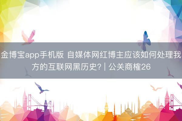 金博宝app手机版 自媒体网红博主应该如何处理我方的互联网黑