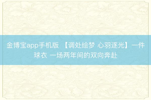 金博宝app手机版 【调处绘梦 心羽逐光】一件球衣 一场两年间的双向奔赴