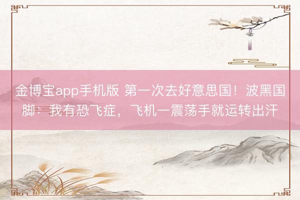 金博宝app手机版 第一次去好意思国！波黑国脚：我有恐飞症，飞机一震荡手就运转出汗