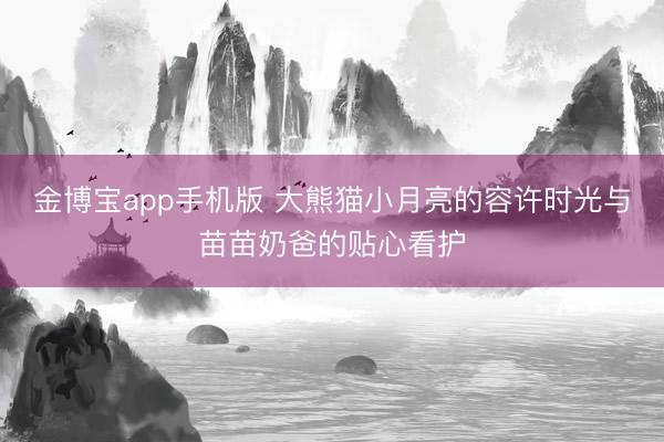 金博宝app手机版 大熊猫小月亮的容许时光与苗苗奶爸的贴心看护