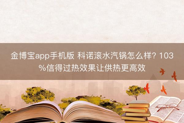 金博宝app手机版 科诺滚水汽锅怎么样? 103%信得过热效果让供热更高效